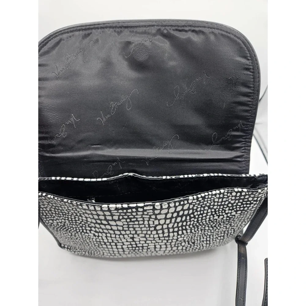 Vera Bradley Flap‎ Crossbody Midnight Snakeskin Black & White Faux Leather